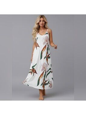 Boho Floral Cami Dress White